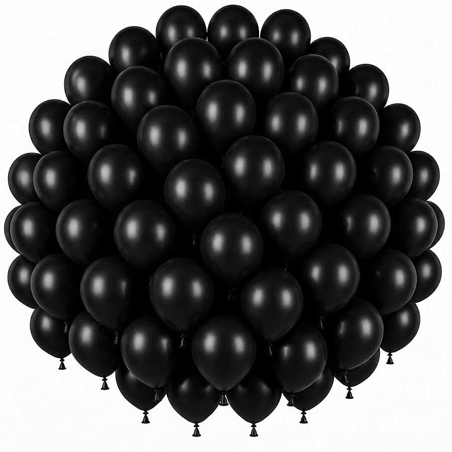 Siyah Renk Lateks Pastel Balon (30 cm) - 50 Adet