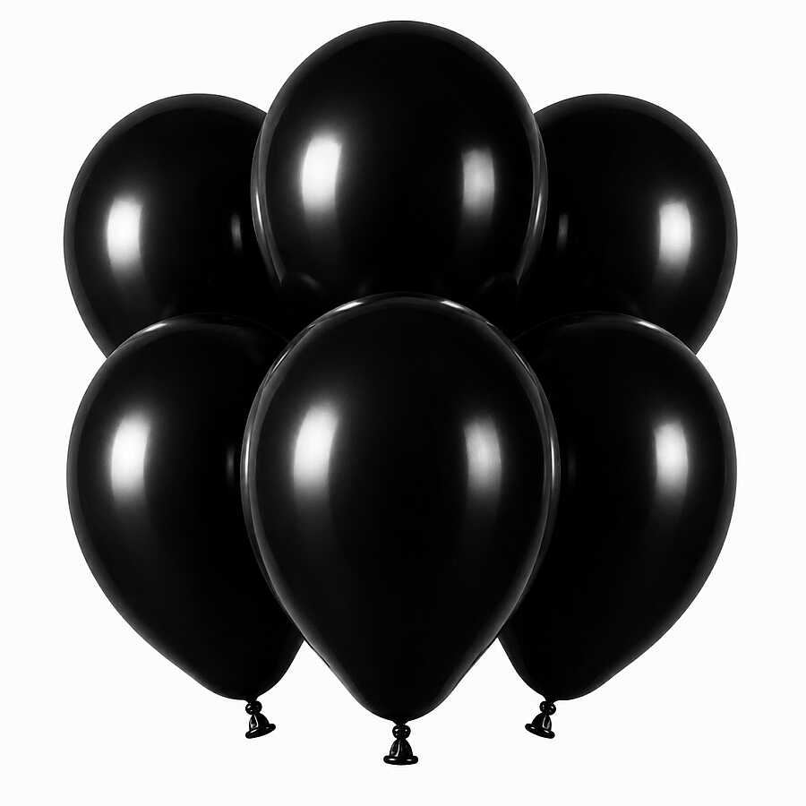 Siyah Renk Lateks Pastel Balon (30 cm) - 6 Adet