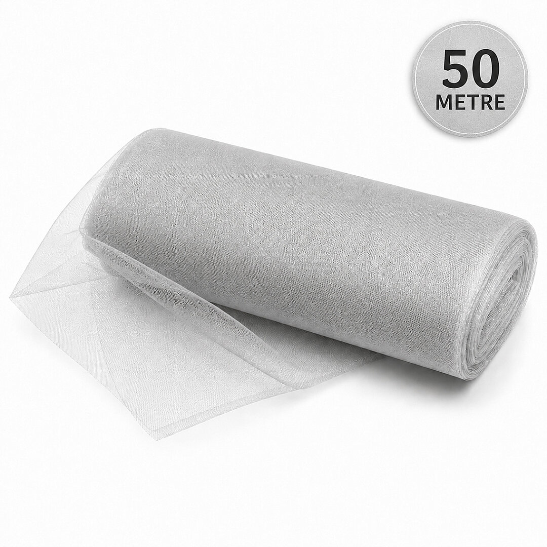 Süsleme Tülü Gri Kristal Tül 50 m 