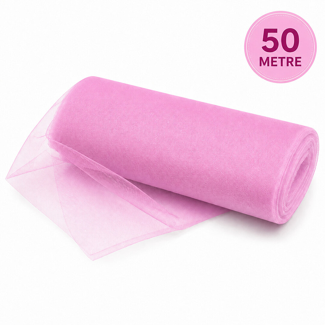 Süsleme Tülü Pembe Kristal Tül 50 m 