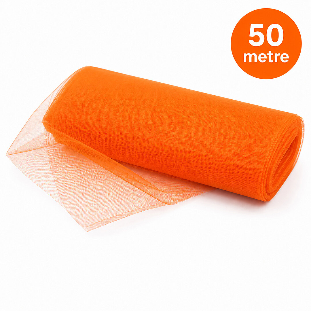 Süsleme Tülü Turuncu Kristal Tül 50 m 
