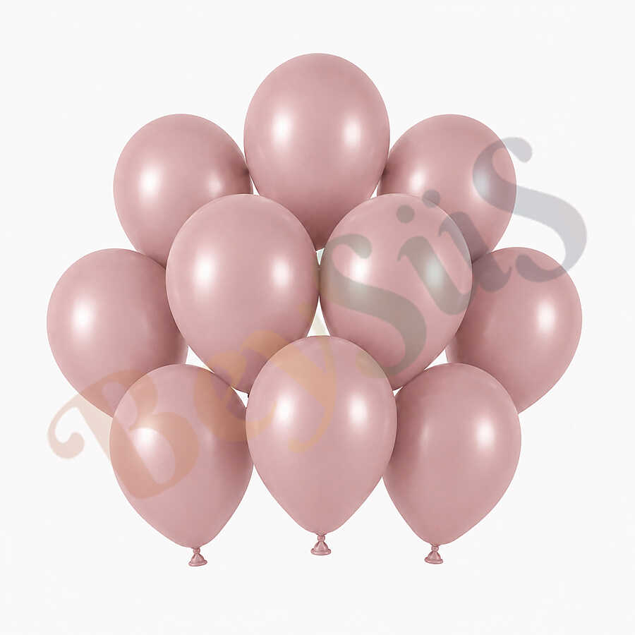Toz Pembe Renk Lateks Retro Balon (13 cm) - 10 Adet