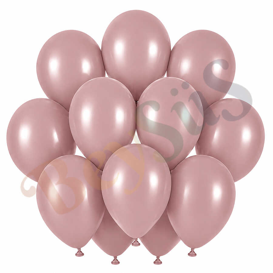 Toz Pembe Renk Lateks Retro Balon (30 cm) - 12 Adet