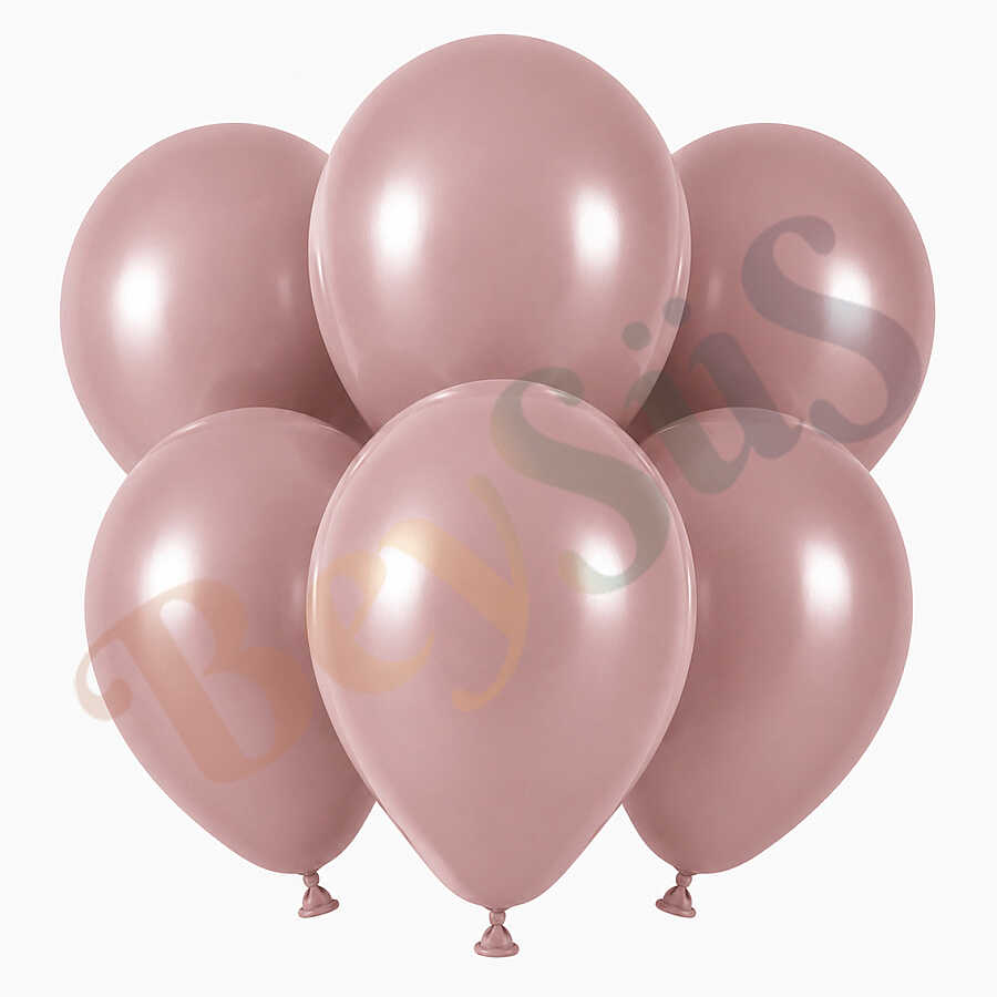 Toz Pembe Renk Lateks Retro Balon (30 cm) - 6 Adet