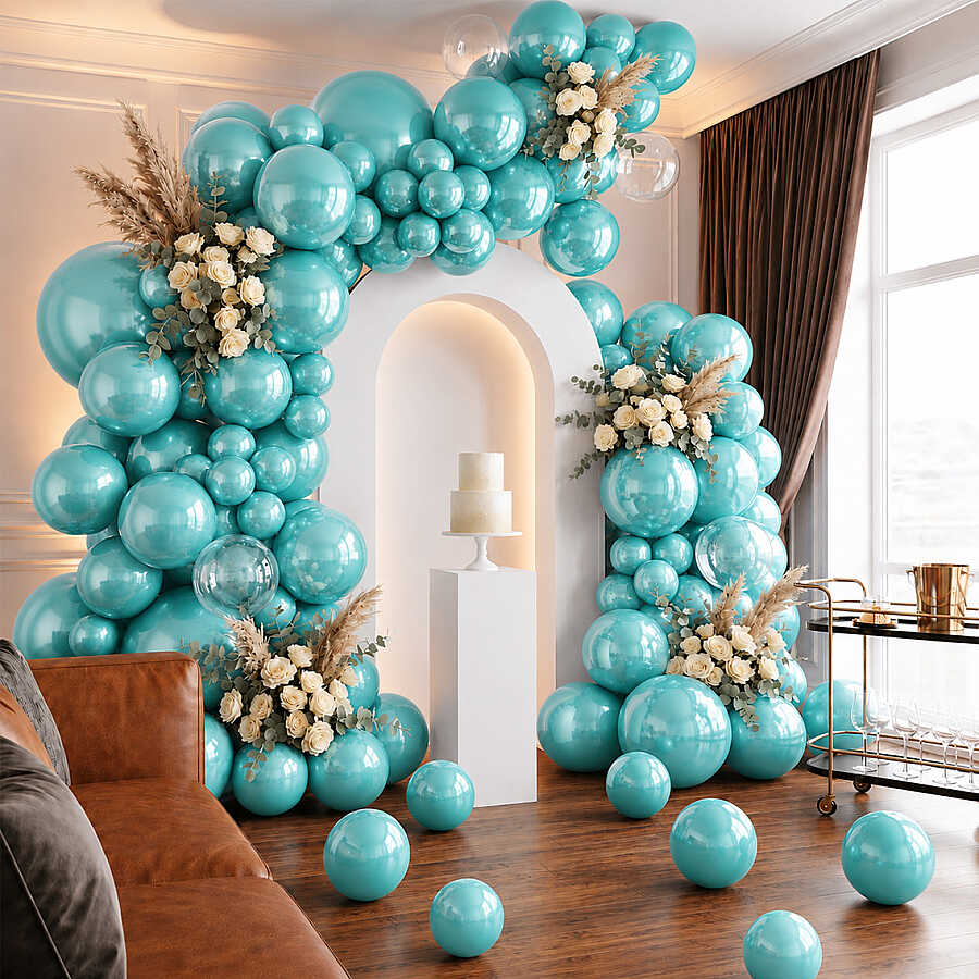 Turkuaz Renk Lateks Metalik Balon (30 cm) - 100 Adet