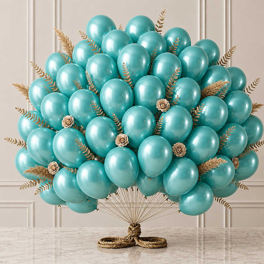 Turkuaz Renk Lateks Metalik Balon (30 cm) - 50 Adet