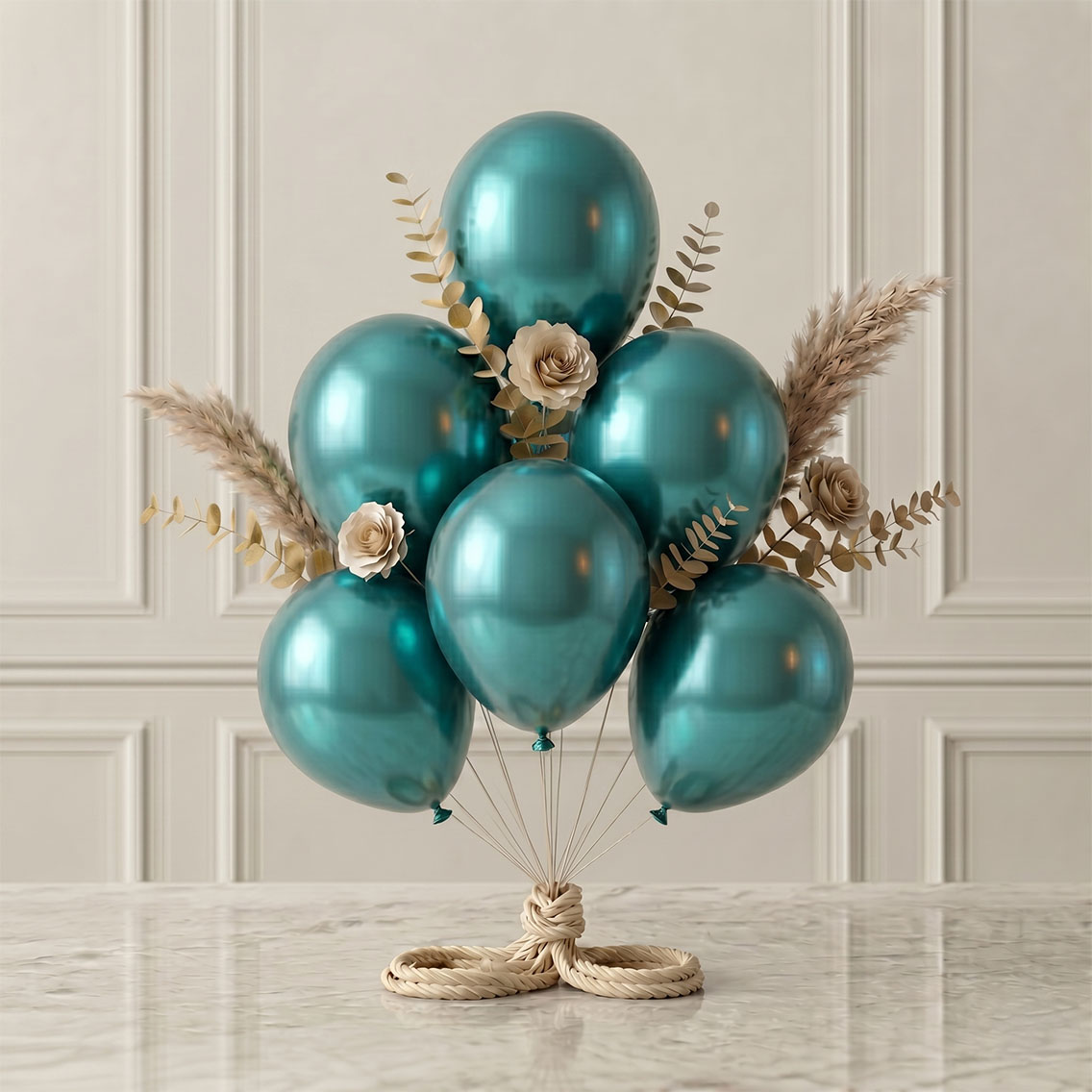 Turkuaz Renk Lateks Metalik Balon (30 cm) - 6 Adet