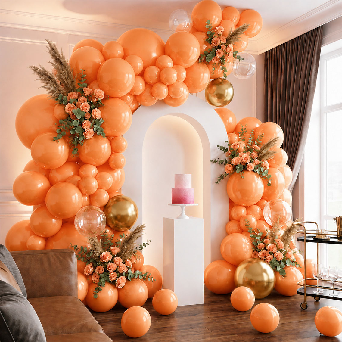 Turuncu Renk Lateks Metalik Balon (30 cm) - 100 Adet