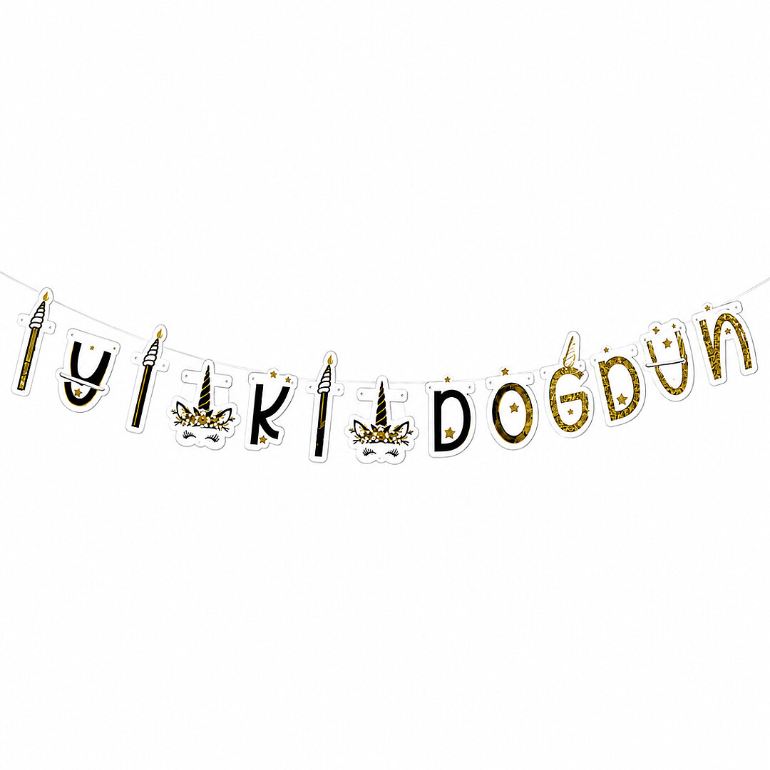 Unicorn Temalı Happy Birthday Banner 