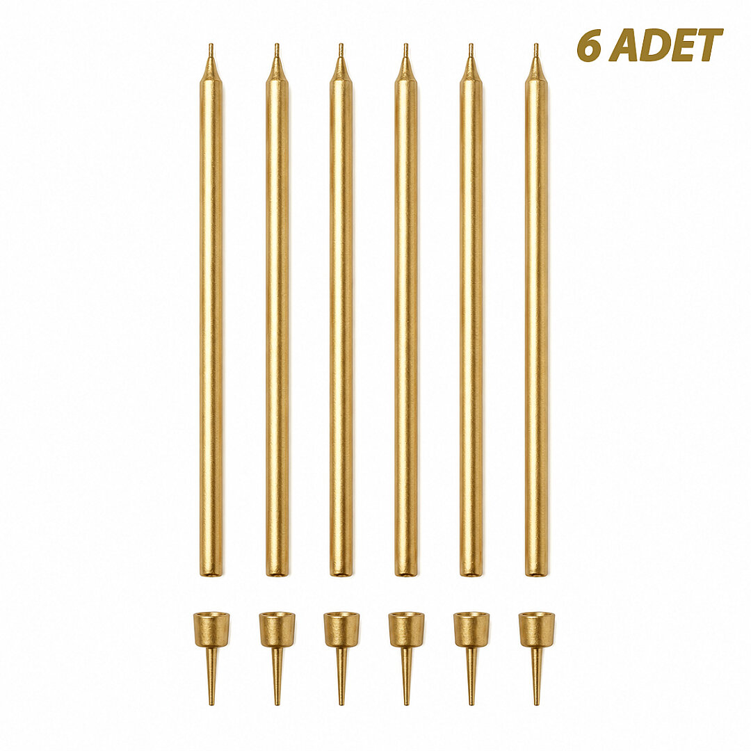 Uzun 6'lı Mum Gold 