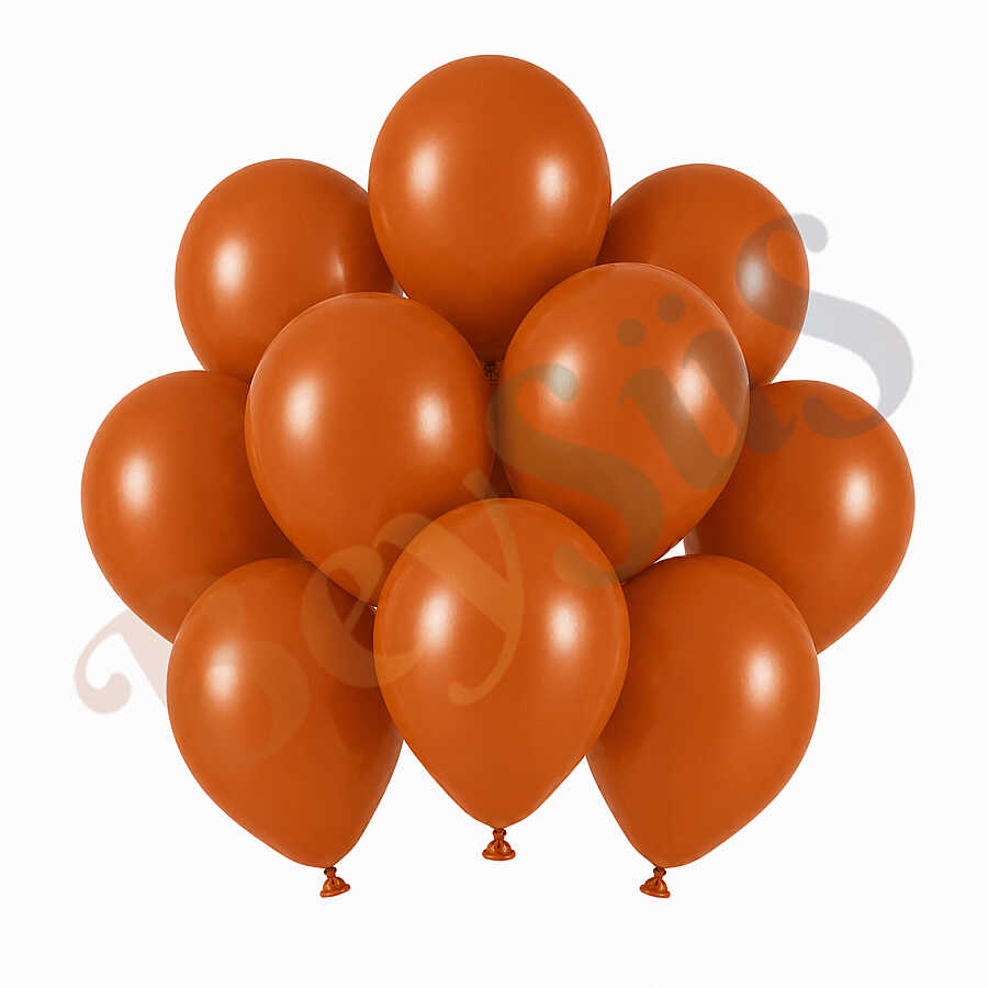 Yanık Turuncu Renk Lateks Retro Balon (13 cm) - 10 Adet