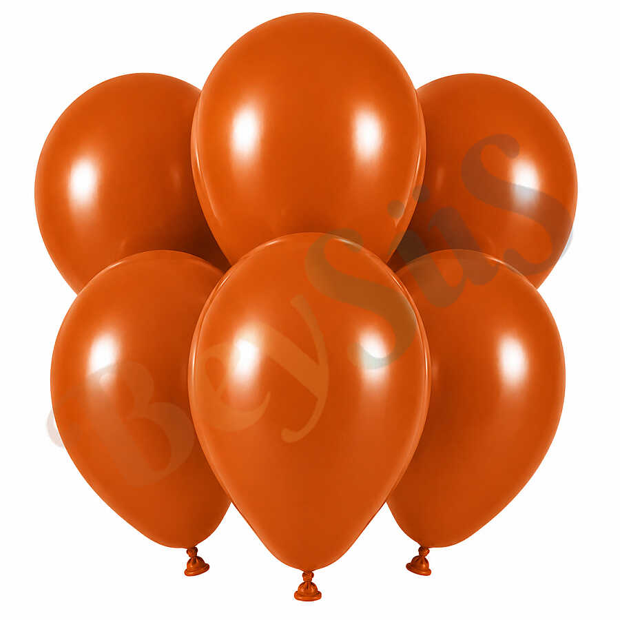 Yanık Turuncu Renk Lateks Retro Balon (30 cm) - 6 Adet