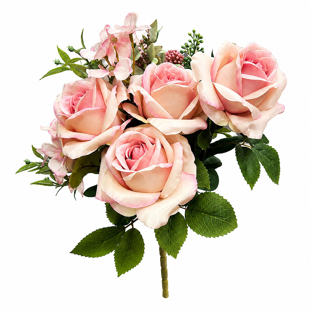 Yapay Lüx Gül Buketi 40 cm Somon Pembe - Beysüs
