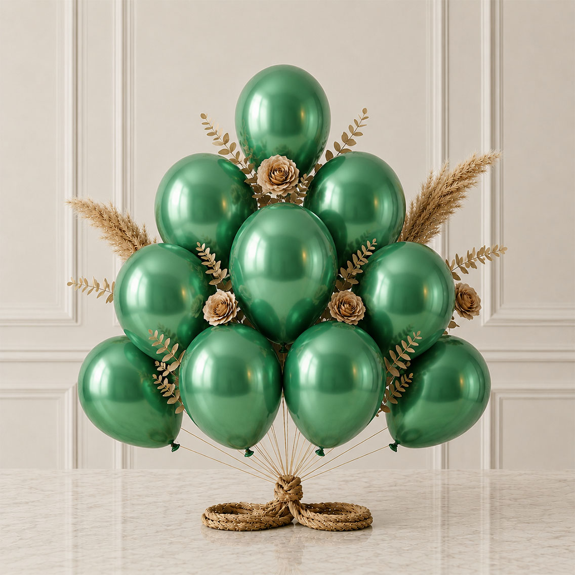 Yeşil Renk Lateks Metalik Balon (30 cm) - 12 Adet