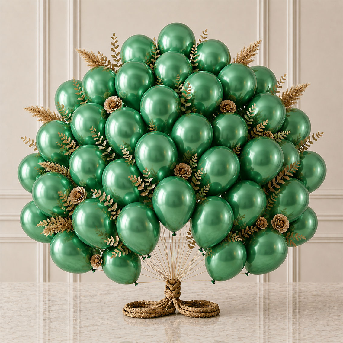 Yeşil Renk Lateks Metalik Balon (30 cm) - 50 Adet