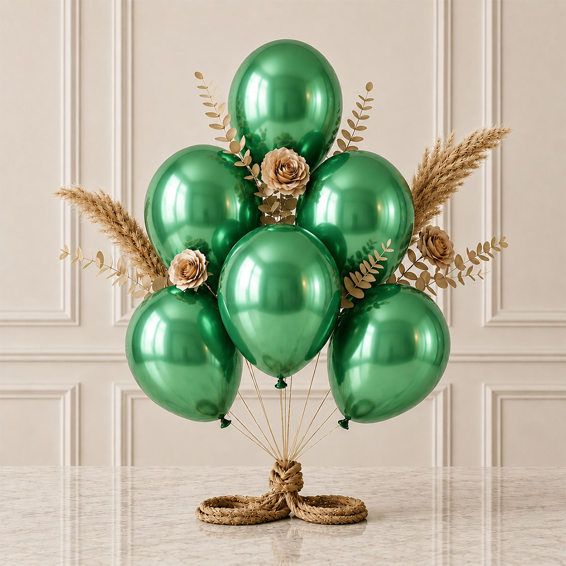 Yeşil Renk Lateks Metalik Balon (30 cm) - 6 Adet
