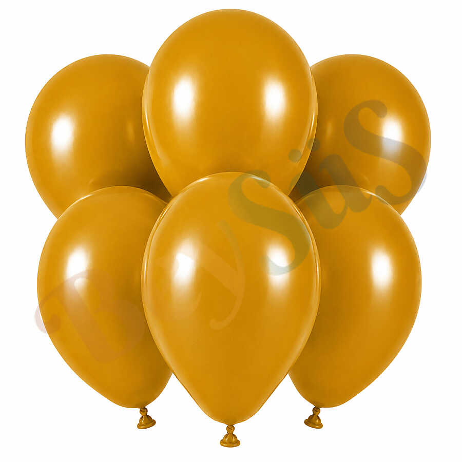 Zerdeçal Renk Lateks Retro Balon (30 cm) - 6 Adet