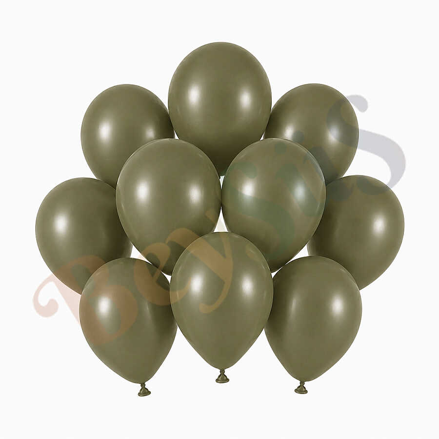 Zeytin Renk Lateks Retro Balon (13 cm) - 10 Adet