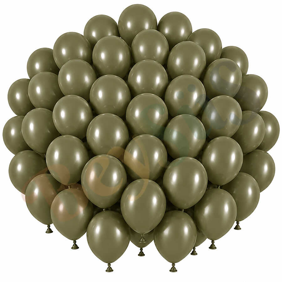 Zeytin Renk Lateks Retro Balon (30 cm) - 50 Adet