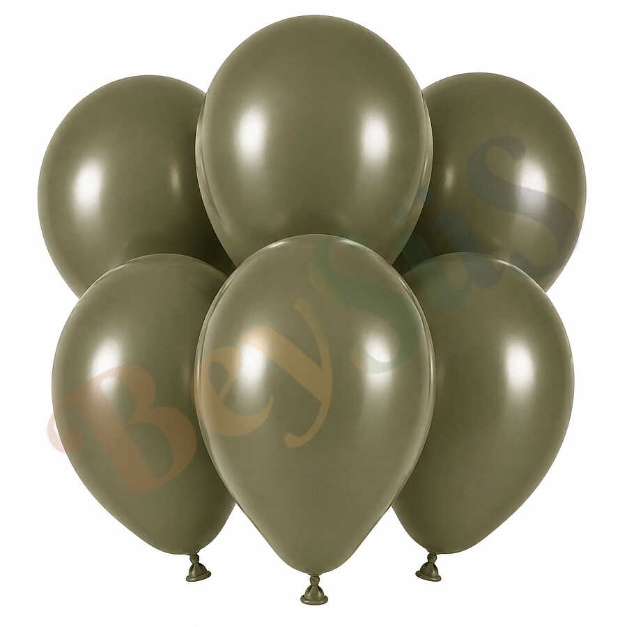 Zeytin Renk Lateks Retro Balon (30 cm) - 6 Adet