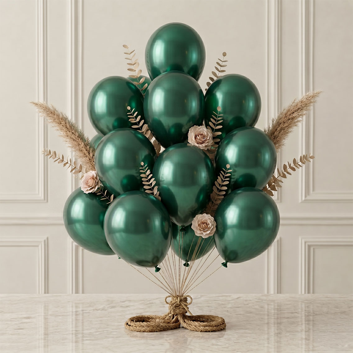 Zümrüt Yeşil Renk Lateks Metalik Balon (30 cm) - 12 Adet